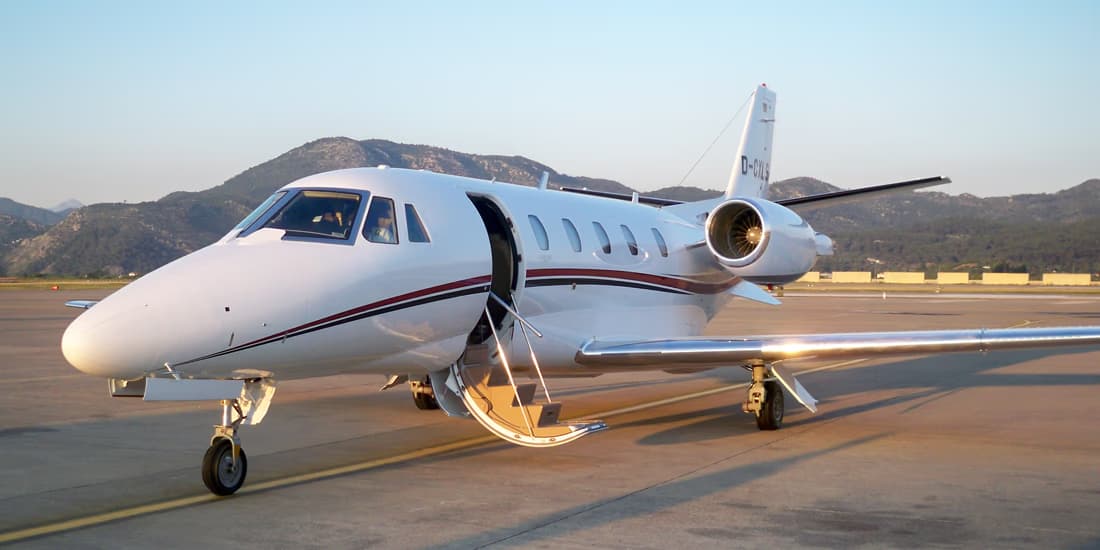 A Cessna Citation XLS+ mid-size business jet in profile